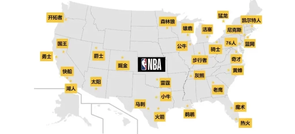 2026 NBA 常規賽球隊分布圖